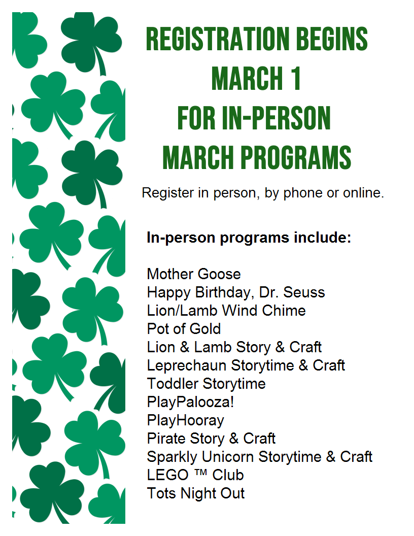 March in-person children's programs