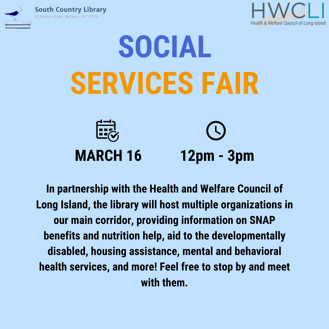 social services fair on march 16th from 12:00pm - 3:00pm