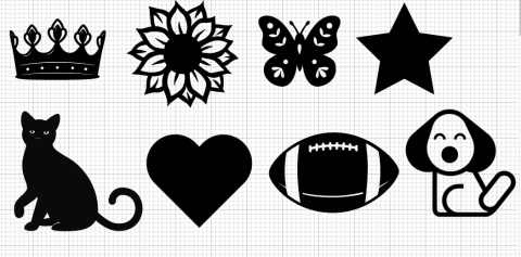 crown, flower, butterfly, star, cat, heart, football, puppy