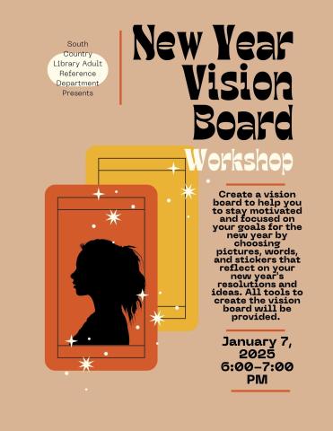 New Year Vision Board Workshop Poster with Program Info