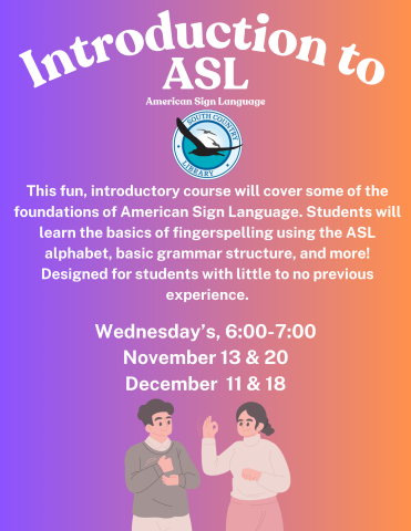 Intro to ASL poster with program information