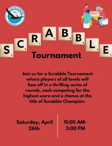 Scrabble Tournament Poster with program information