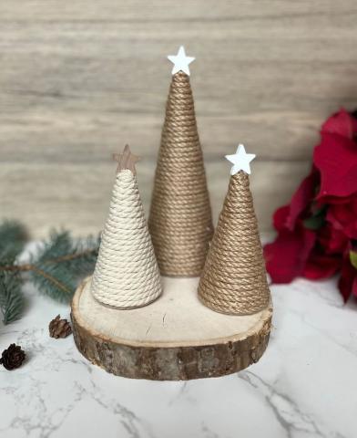 Three variations of holiday yarn trees