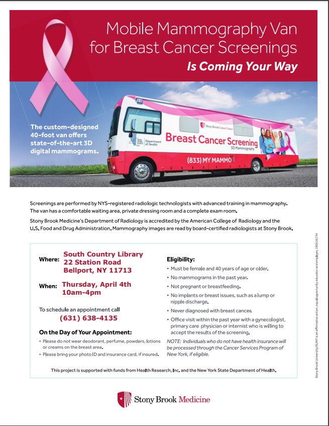 Stony Brook Medicine MOBILE MAMMOGRAPHY VAN